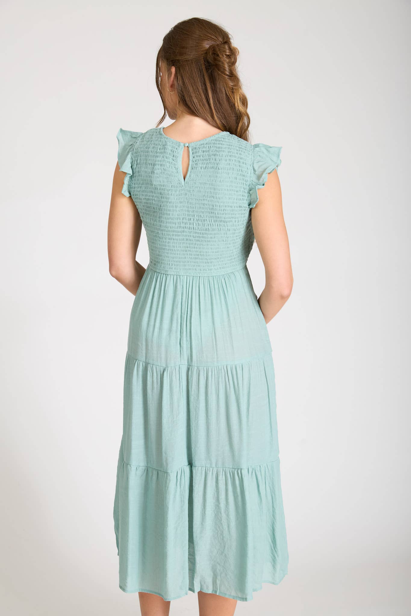 SMOCKED SHORT SLEEVE DRESS