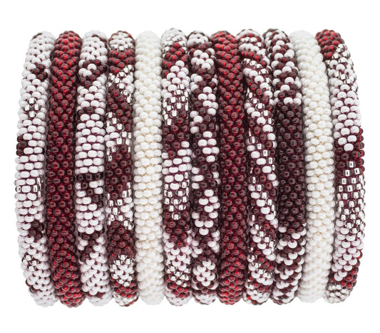 Roll-On® Bracelet Maroon/White