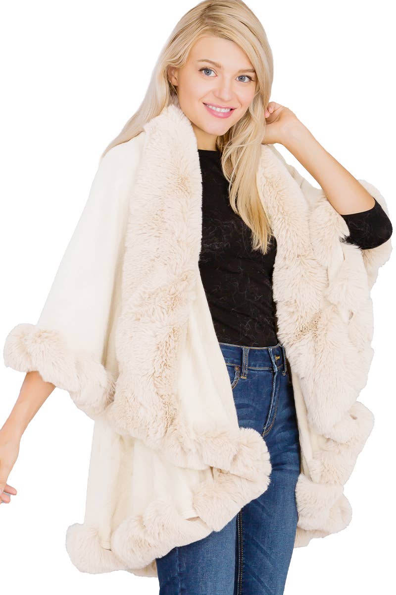 Bubble Fur Cape Poncho