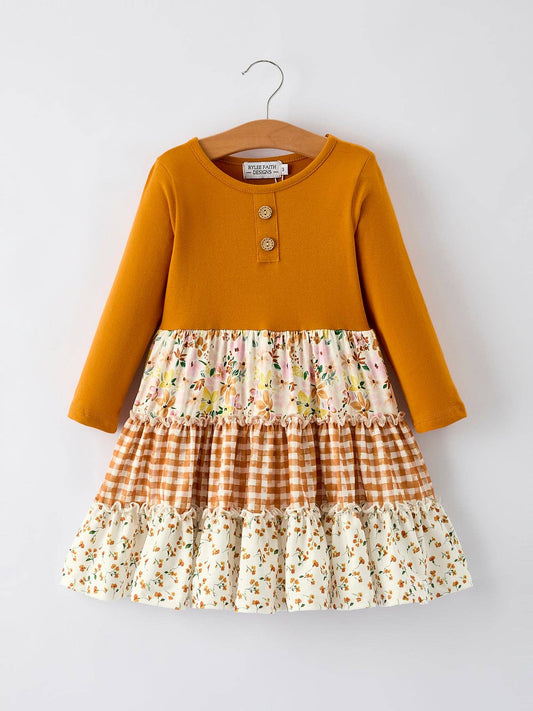 Patchwork Long Sleeve Dress