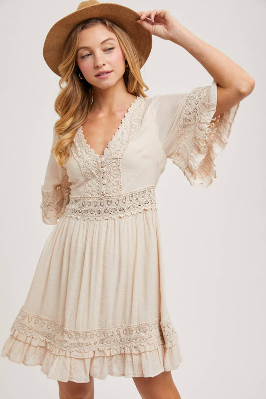 LACE OPEN BACK DRESS