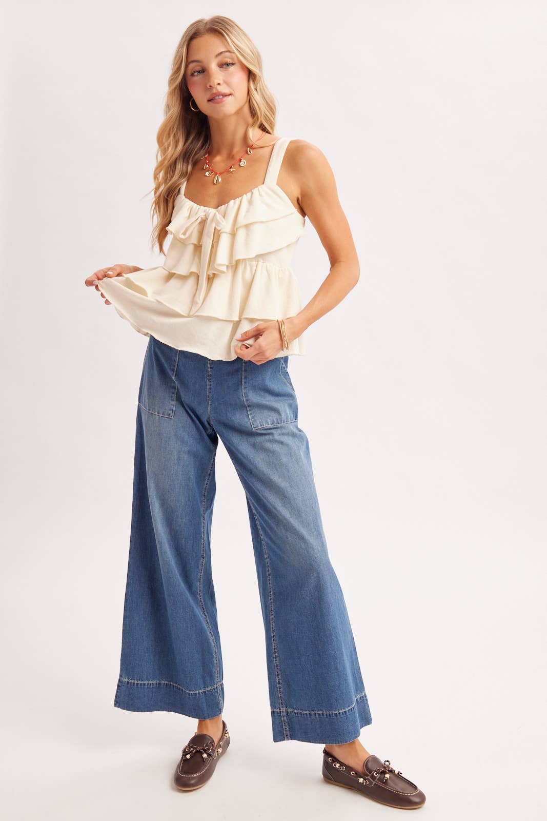 RUFFLE TIERED CAMI TOP