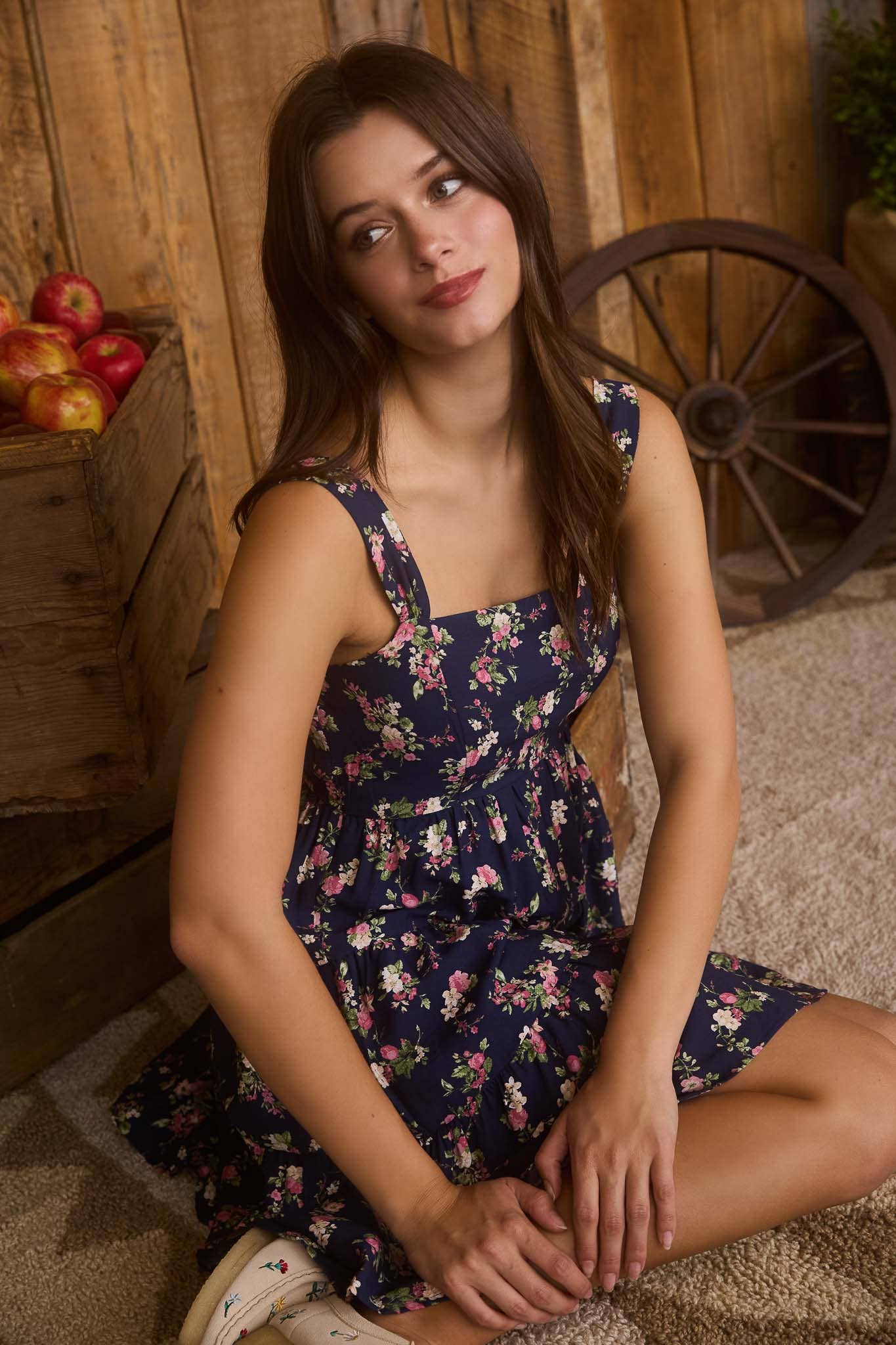 NAVY FLORAL MINI DRESS