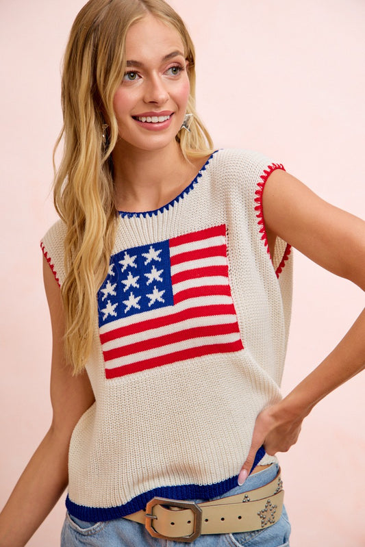 Sleeveless Flag Sweater Top