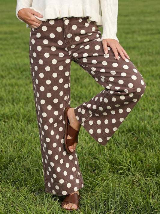 Polka Dot Straight Leg Denim
