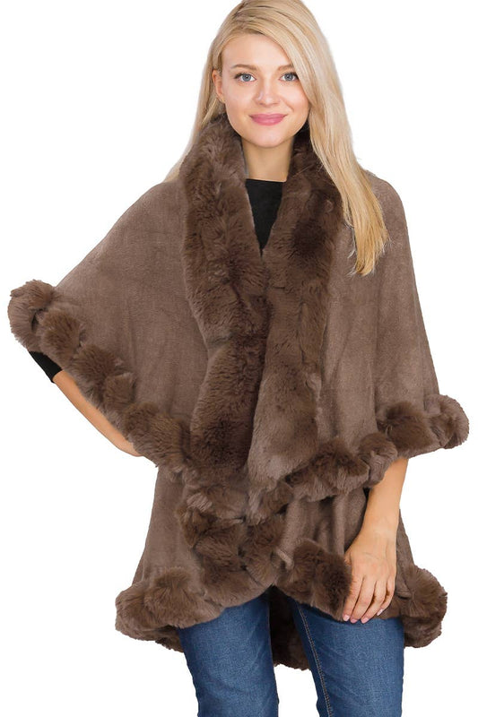 Bubble Fur Cape Poncho