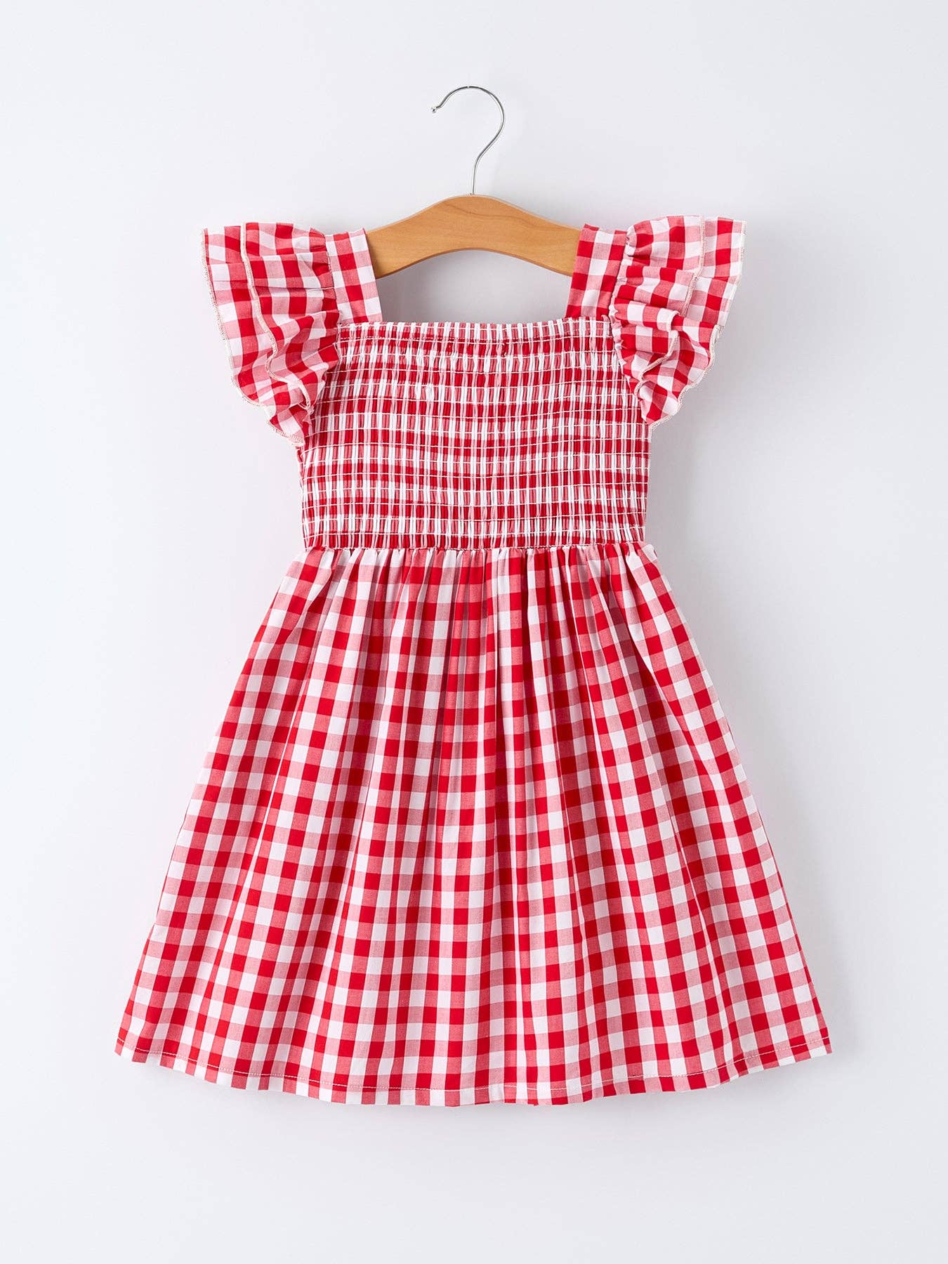 Red Checked Smocked Dress