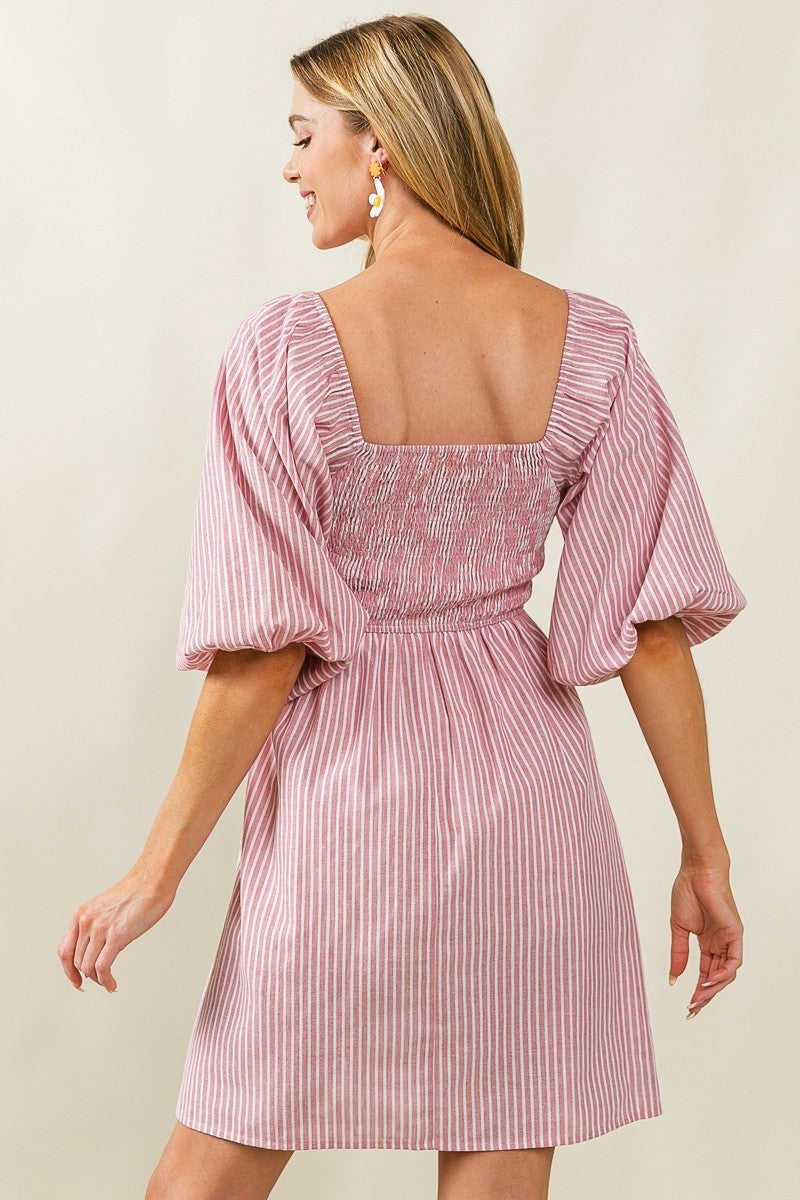 Square-neck Smocked Dress