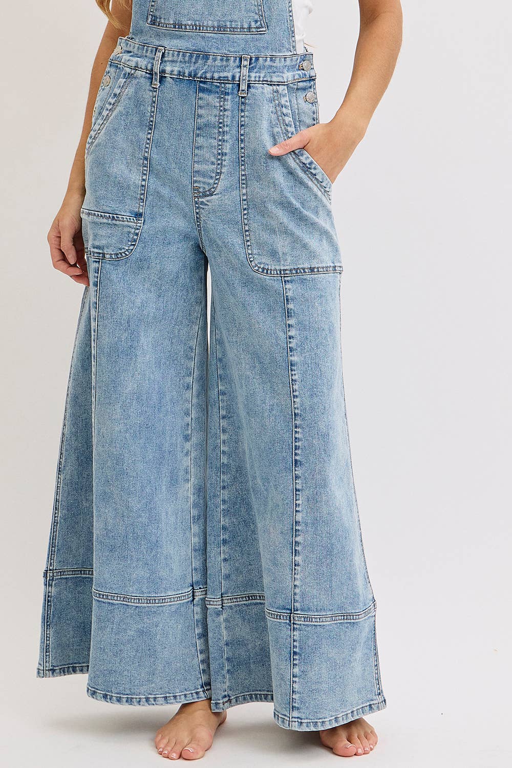 WIDE-LEG DENIM OVERALLS