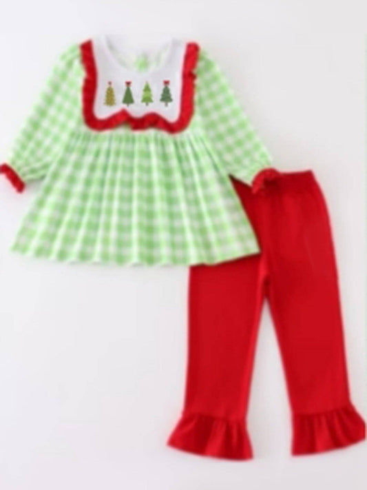 Christmas Tree Smocked 2pc Set