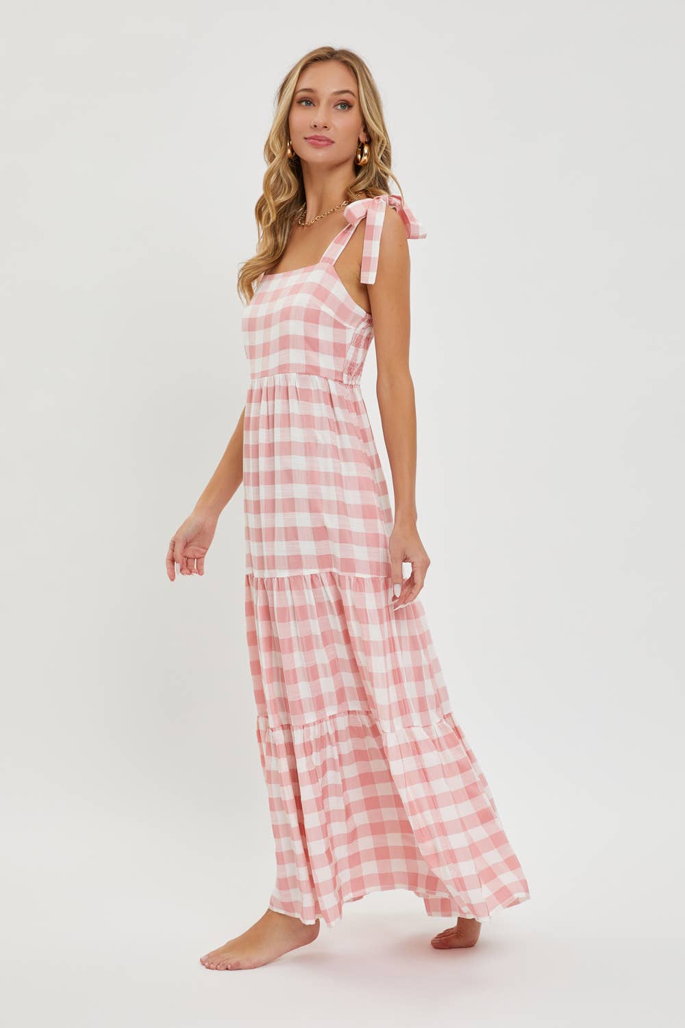Gingham Tiered Maxi Dress