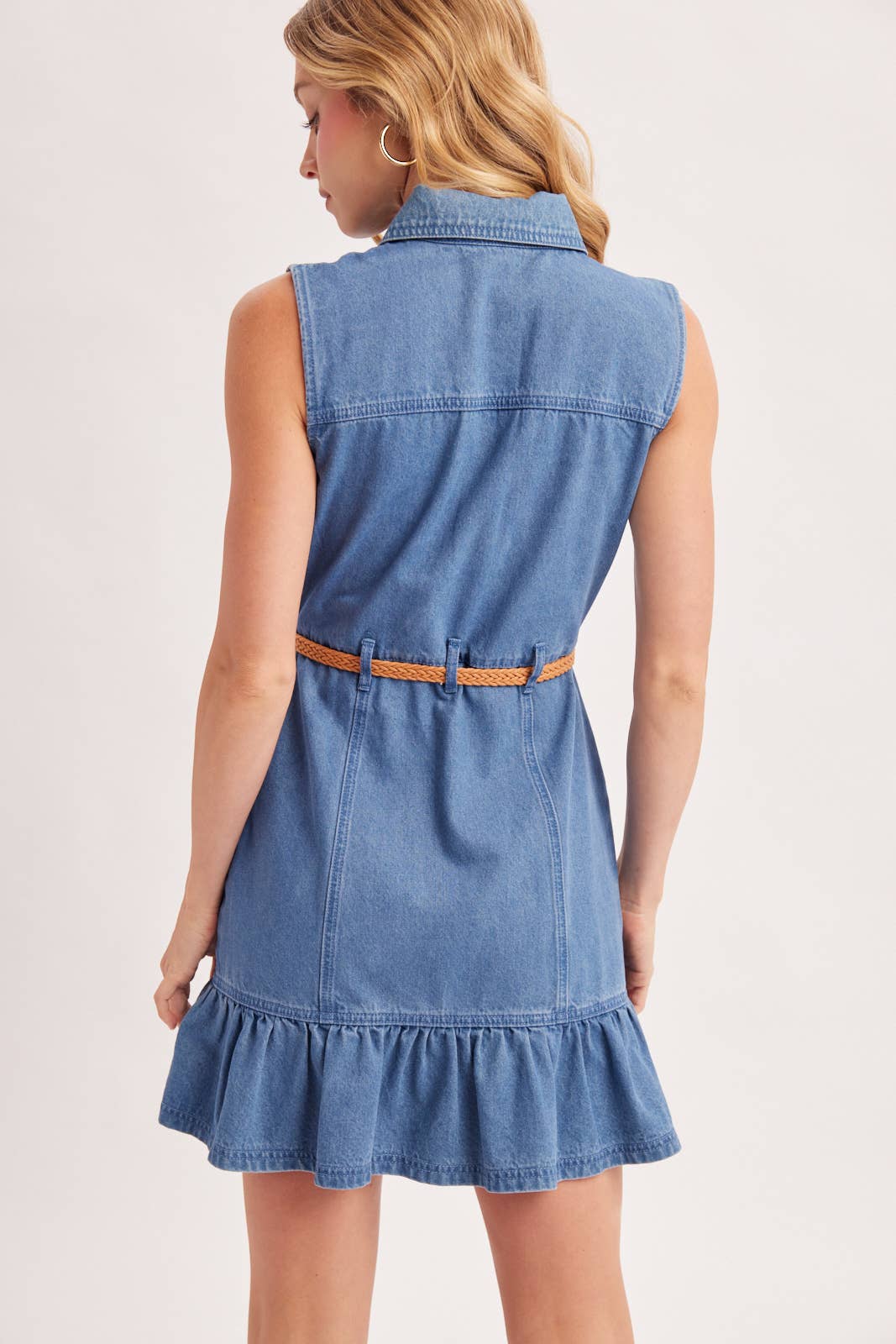 BUTTON DOWN DENIM DRESS W/BELT