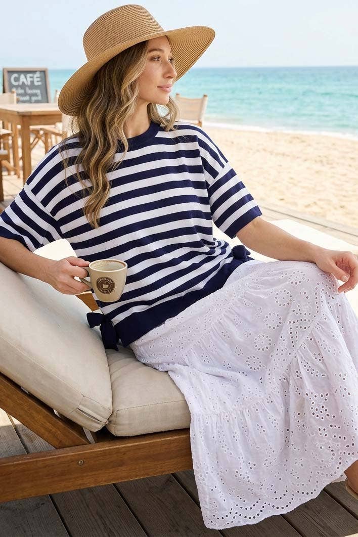 Striped Side Bow Sweater