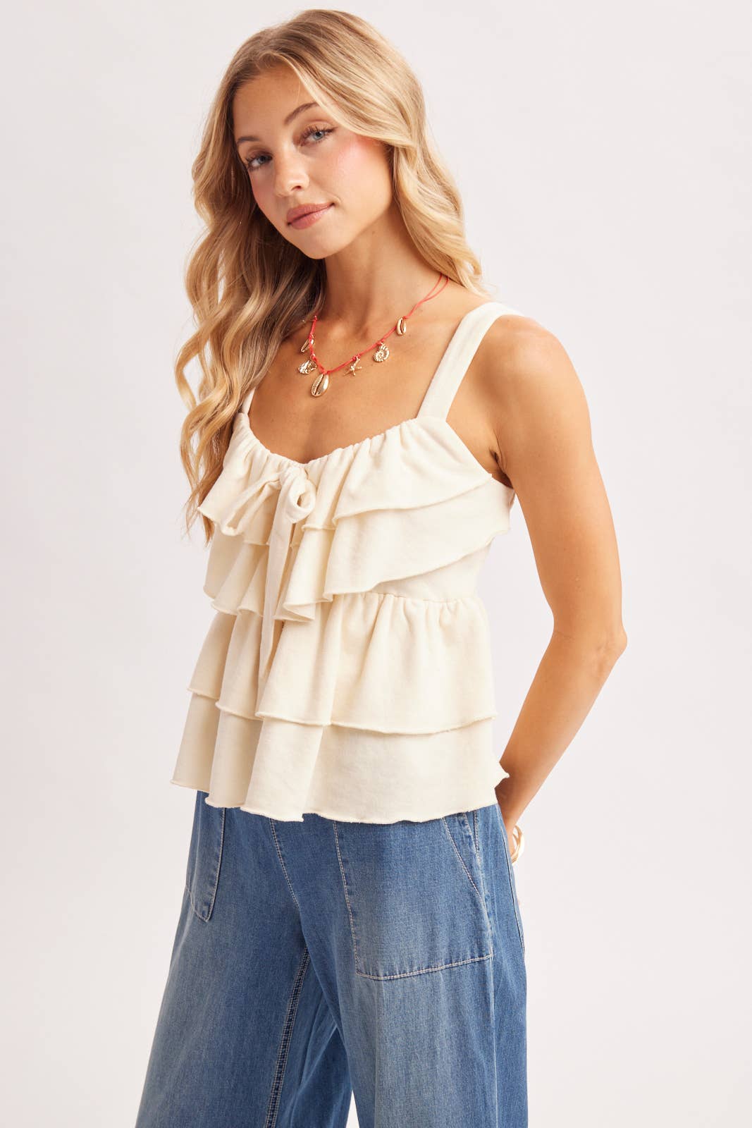 RUFFLE TIERED CAMI TOP
