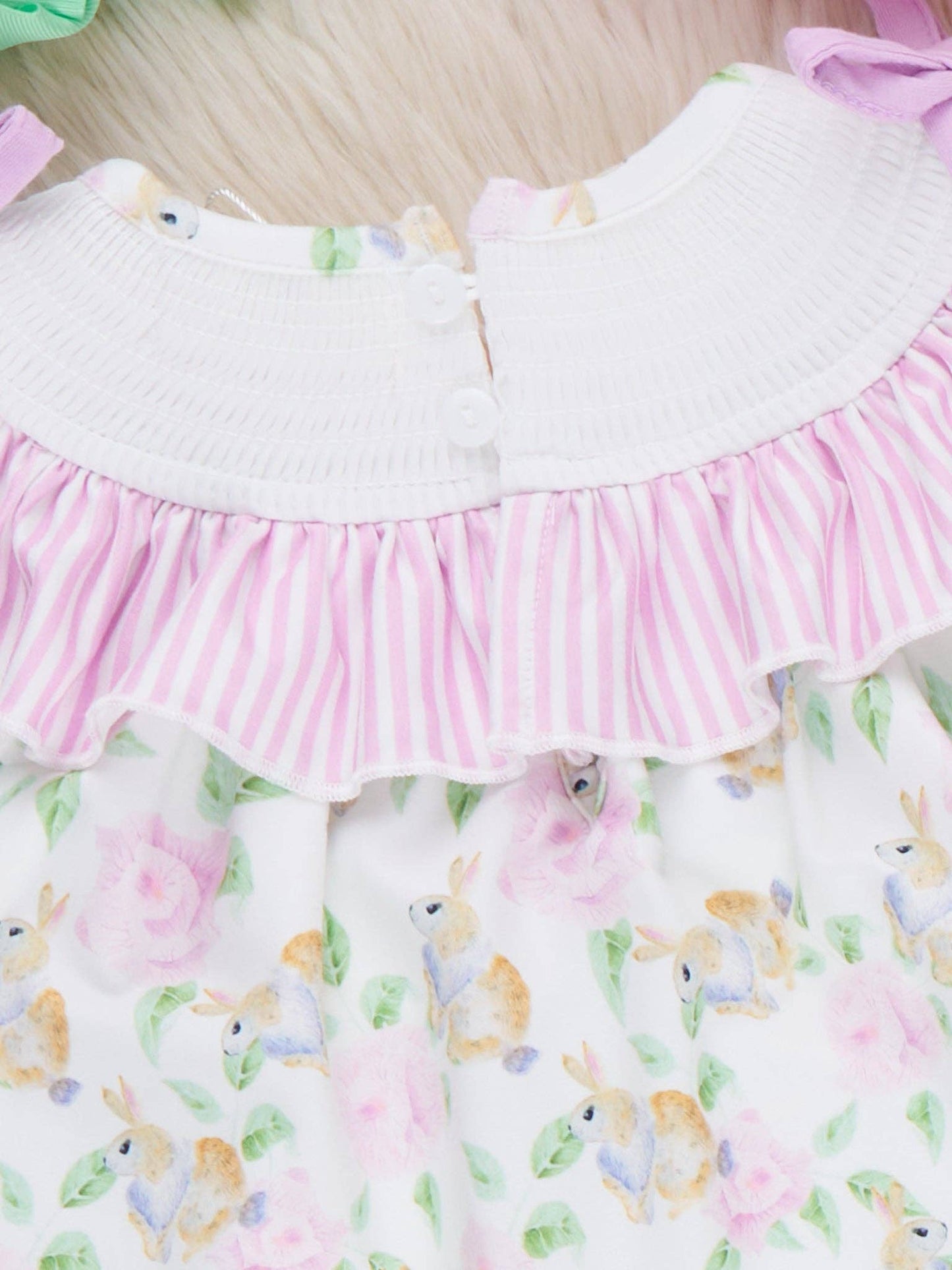 Floral Bunnies Smocked Dress