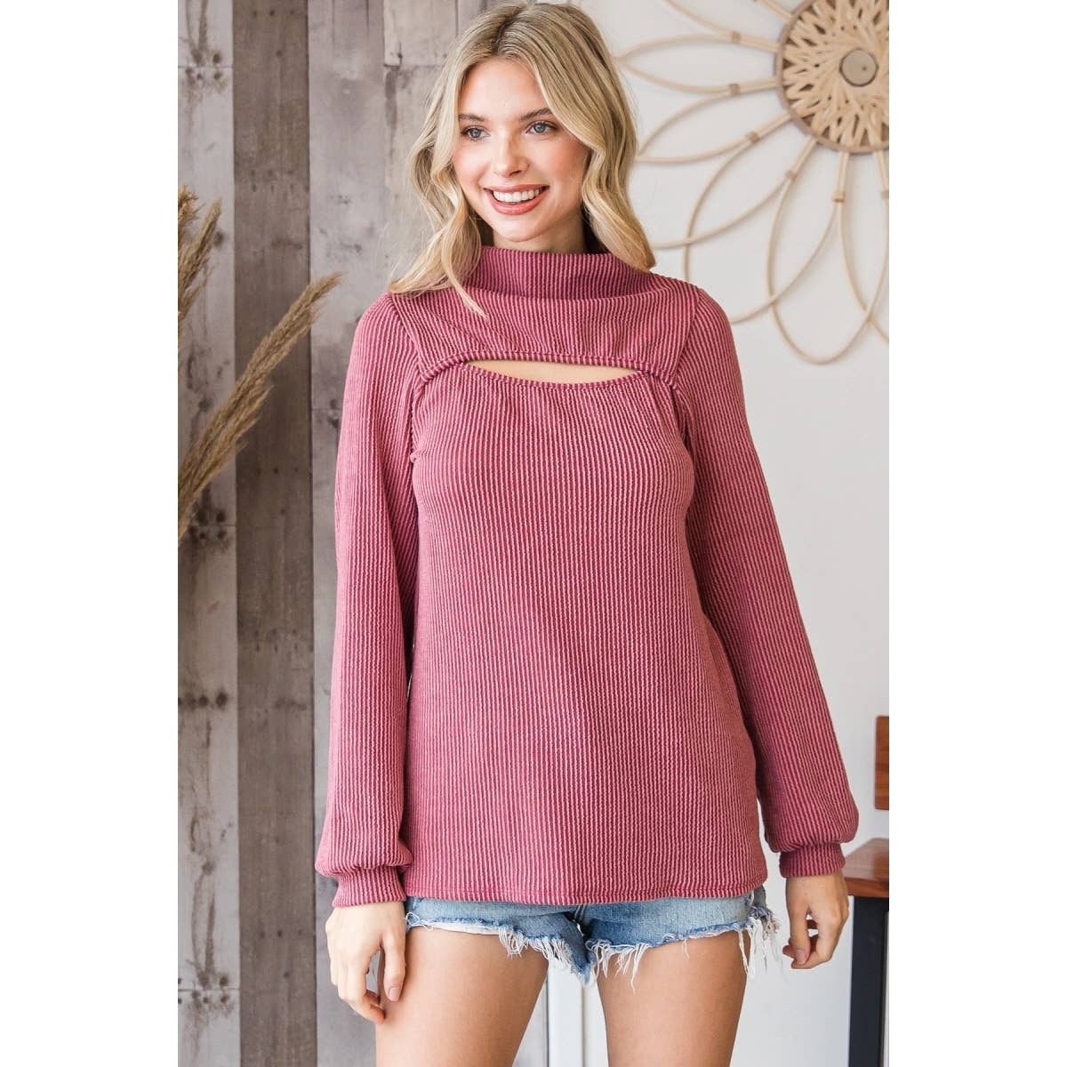 Ribbed Cutout Top