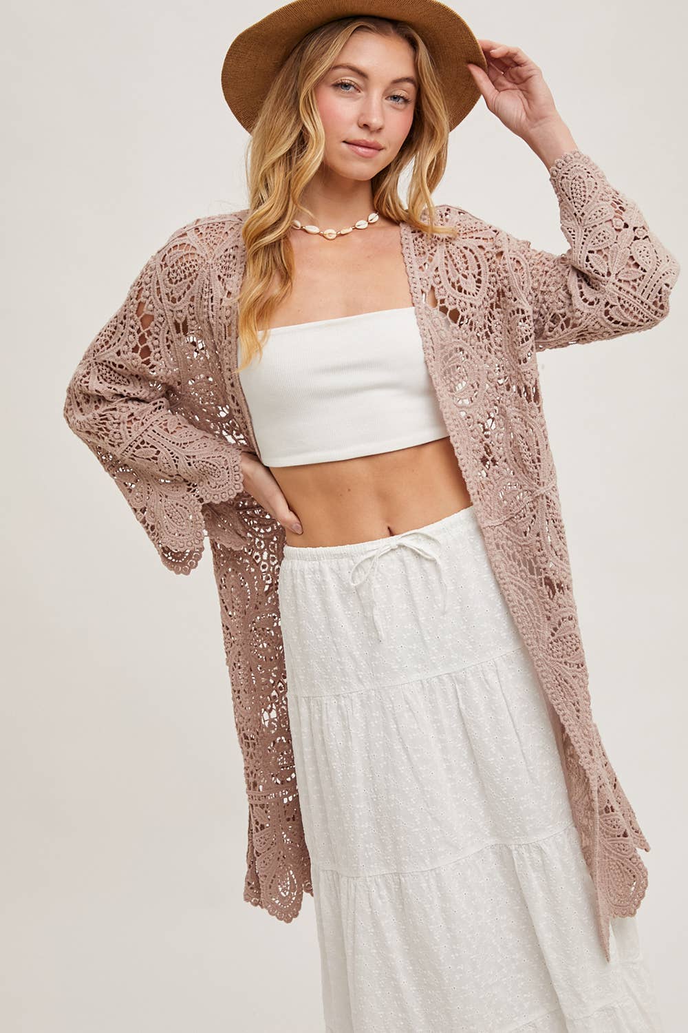 CROCHET BELL SLEEVED CARDIGAN