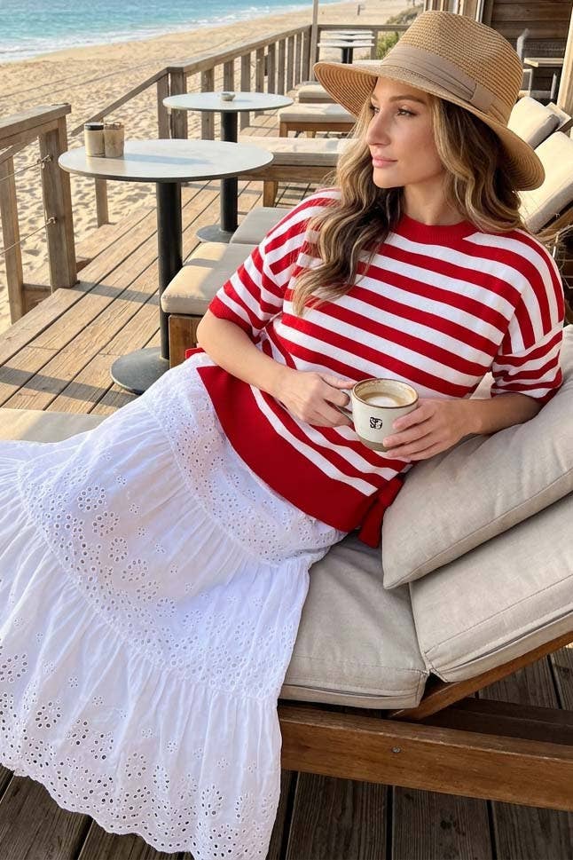 Striped Side Bow Sweater