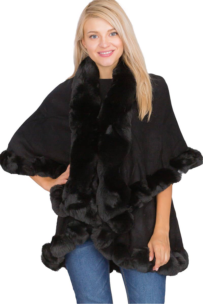 Bubble Fur Cape Poncho