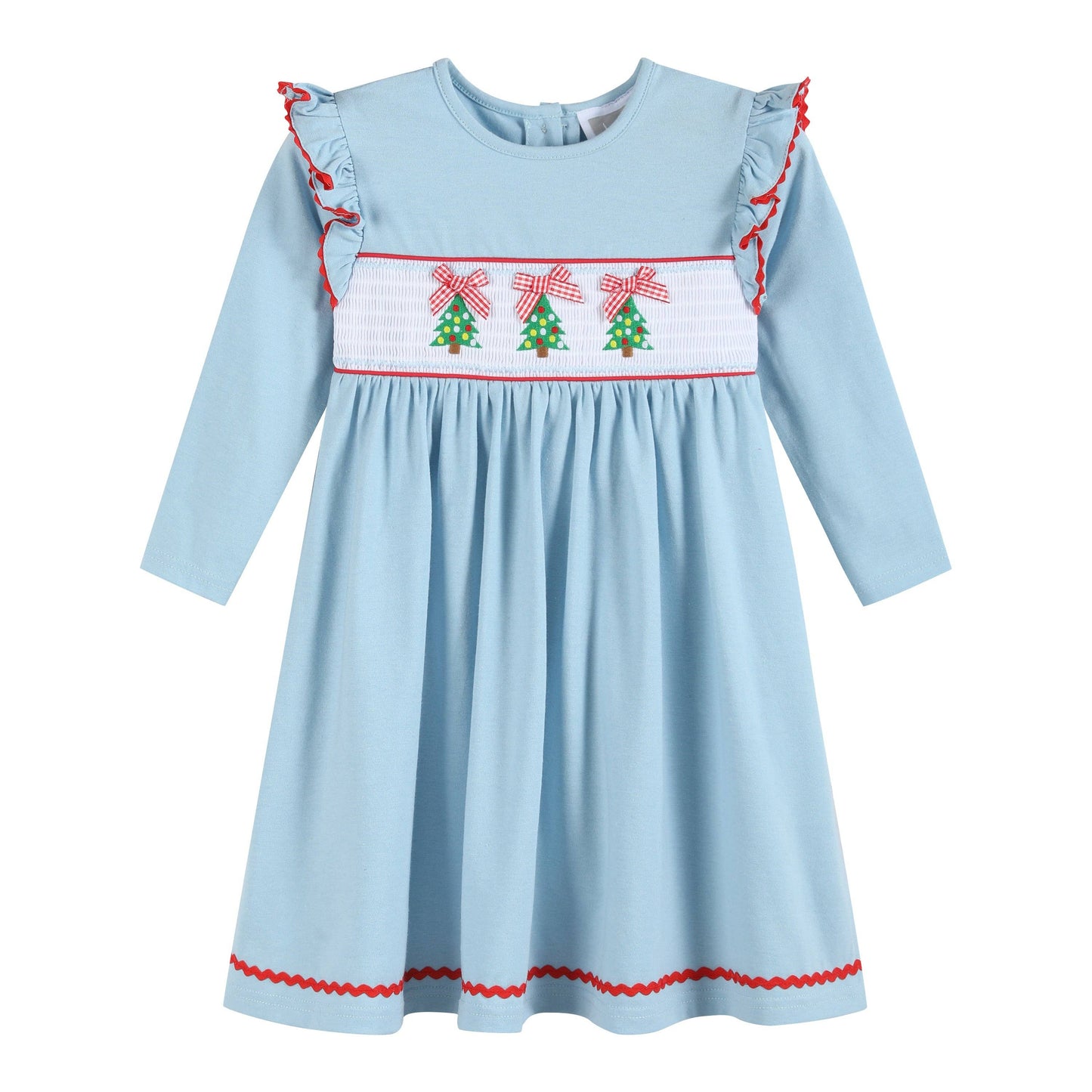 Blue Christmas Smocked Dress