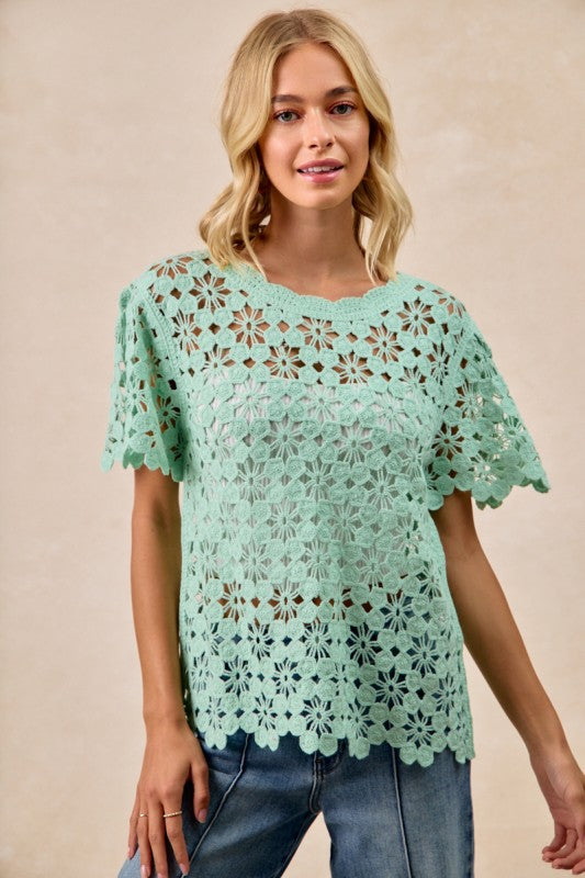 Mint Crochet Top