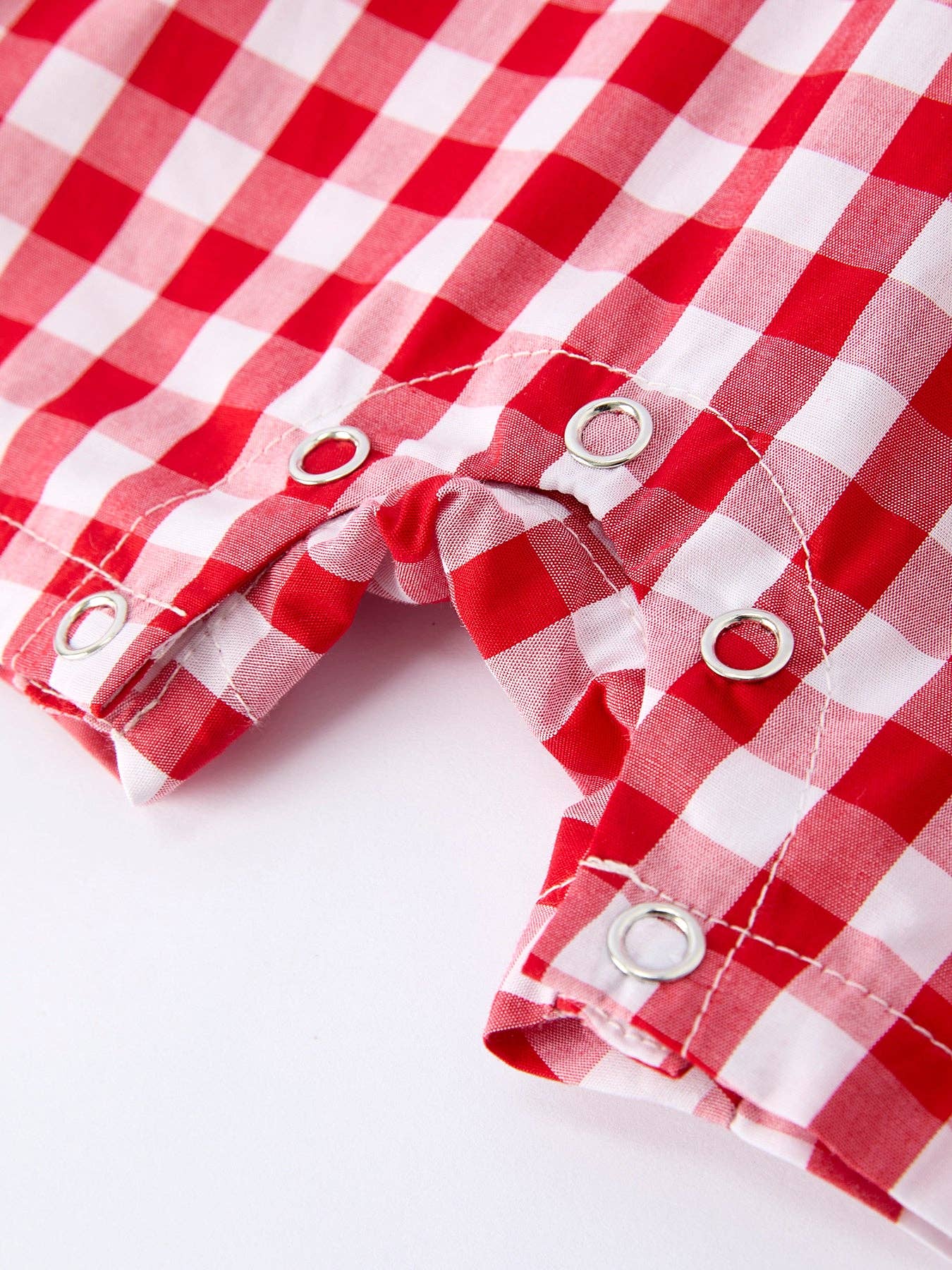 Red Checkered Boys Romper
