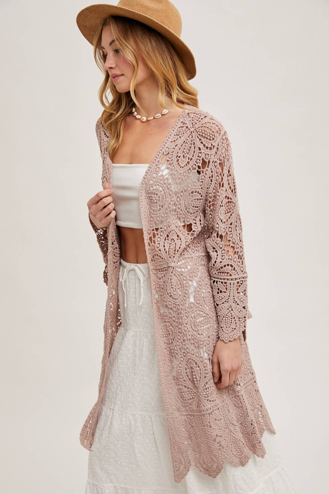 CROCHET BELL SLEEVED CARDIGAN