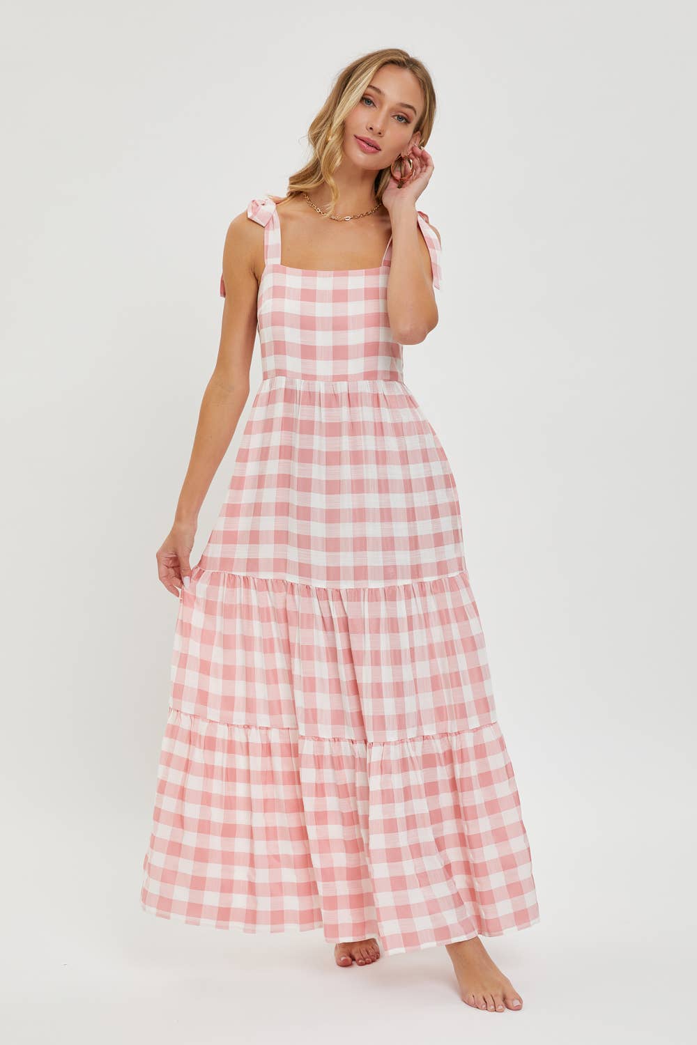 Gingham Tiered Maxi Dress