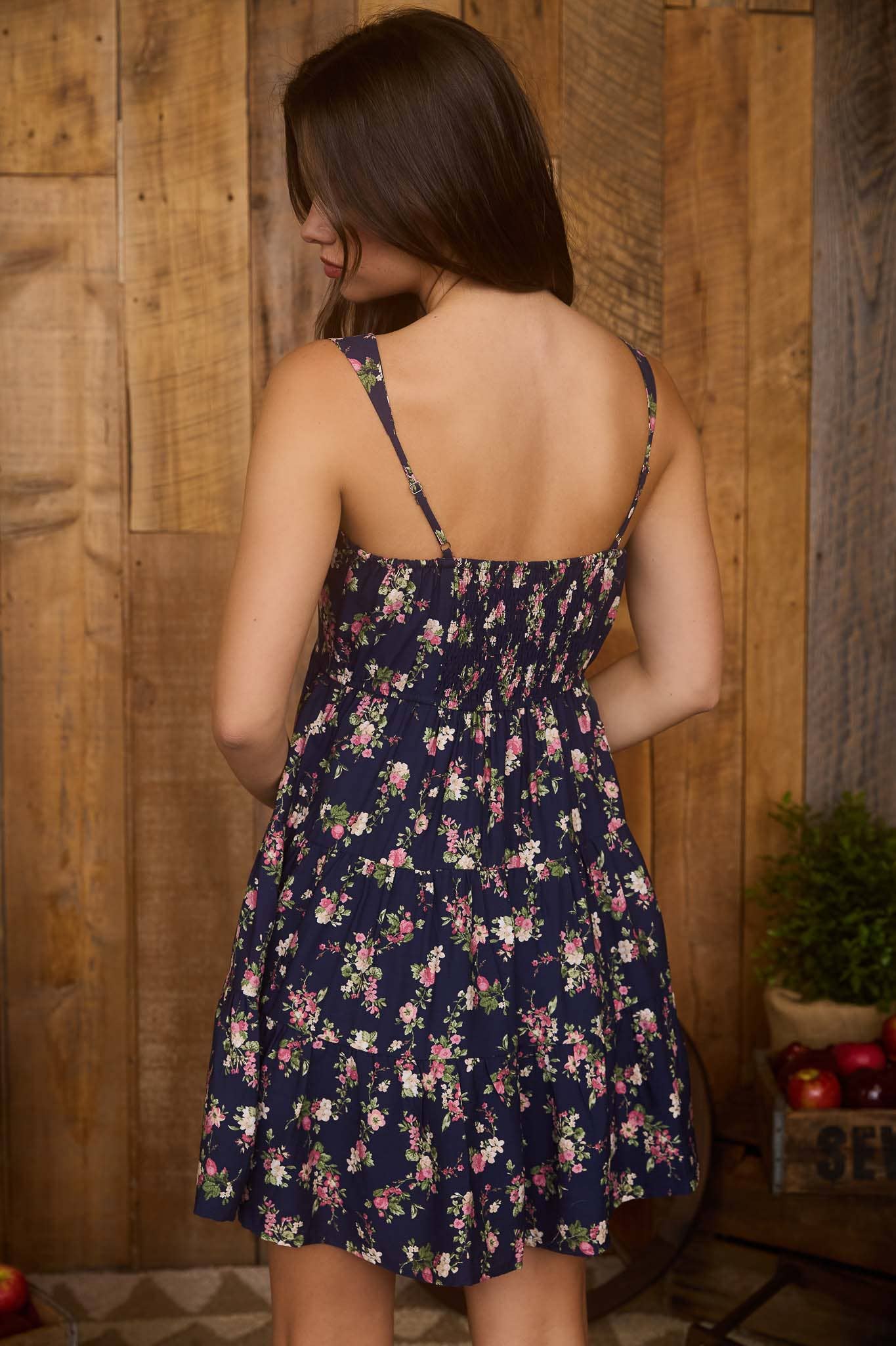 NAVY FLORAL MINI DRESS