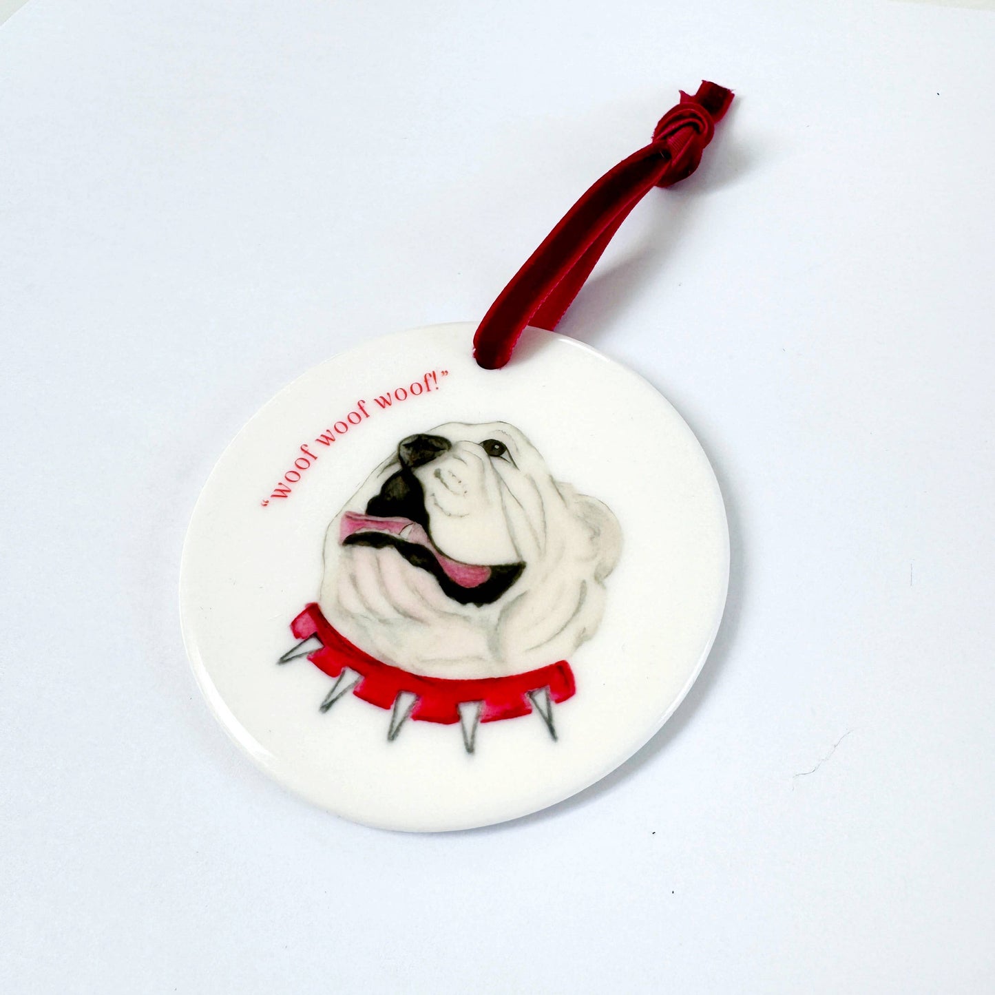 Bulldog Woof Ceramic Ornament
