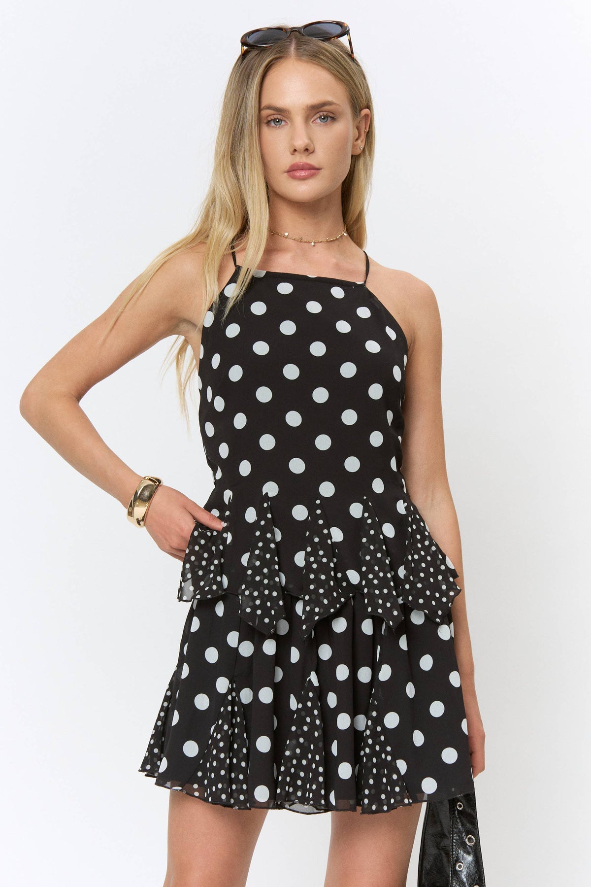 POLKA DOT HALTER NECK TOP