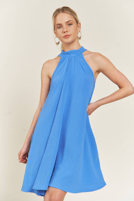 Blue Halter Neck Dress