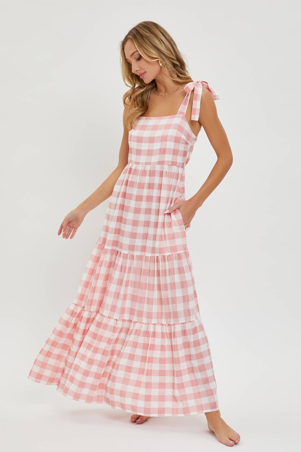 Gingham Tiered Maxi Dress