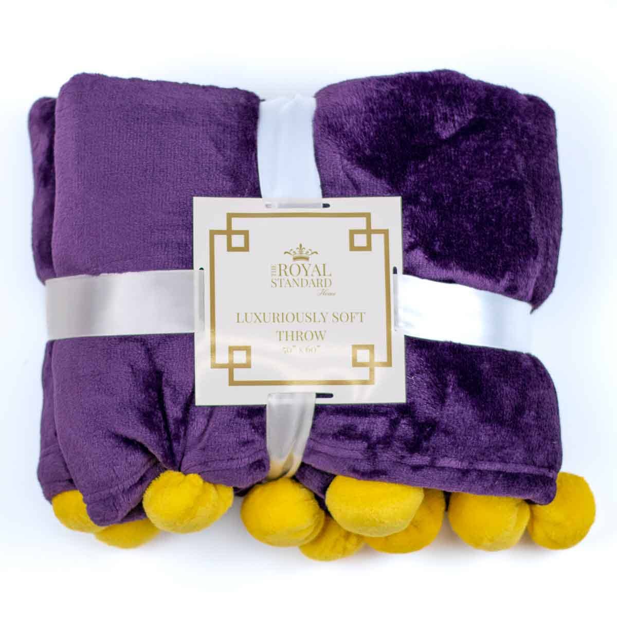 Pom Pom Throw Purple/Yellow