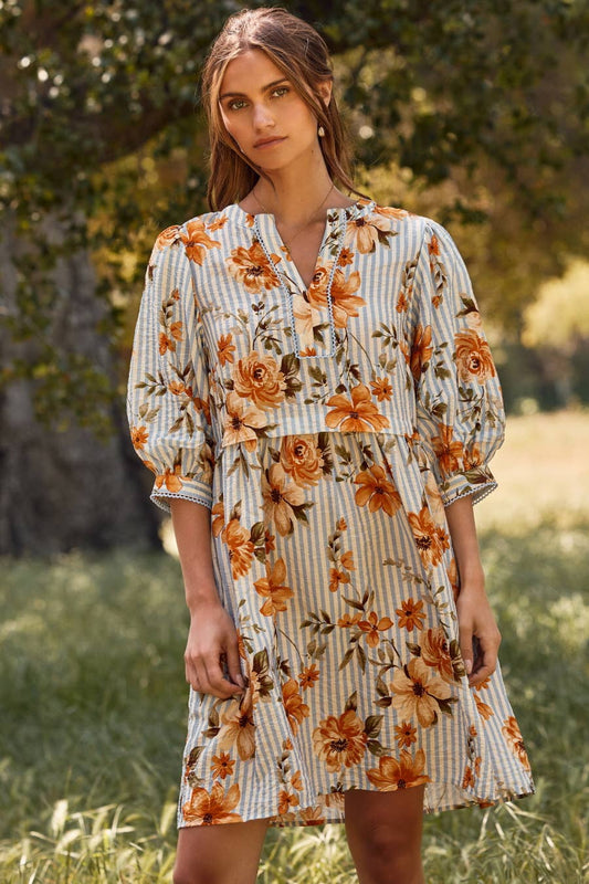 Striped Floral Dress