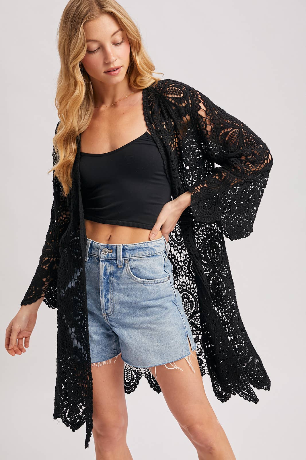 CROCHET BELL SLEEVED CARDIGAN