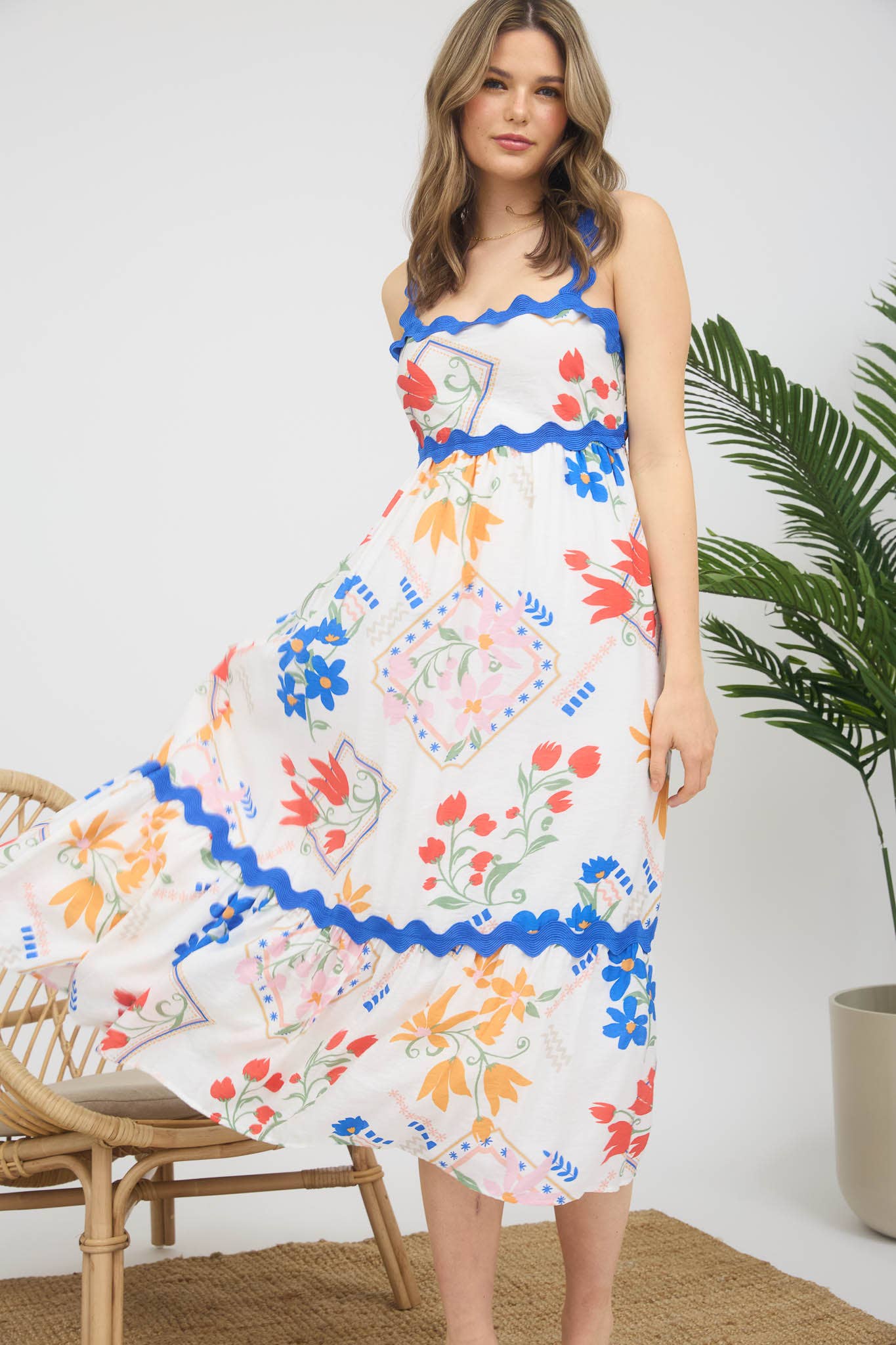 RIC RAC TRIMMED MIDI DRESS