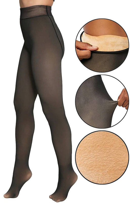 Faux Sheer Fleece Lined Tights