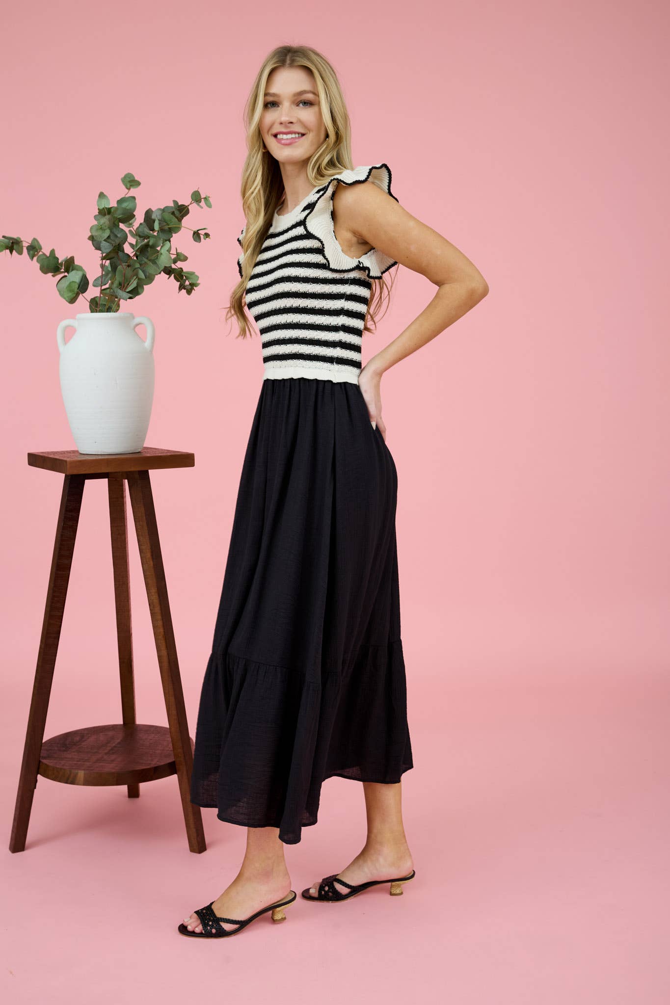 STRIPE TOP MIDI DRESS