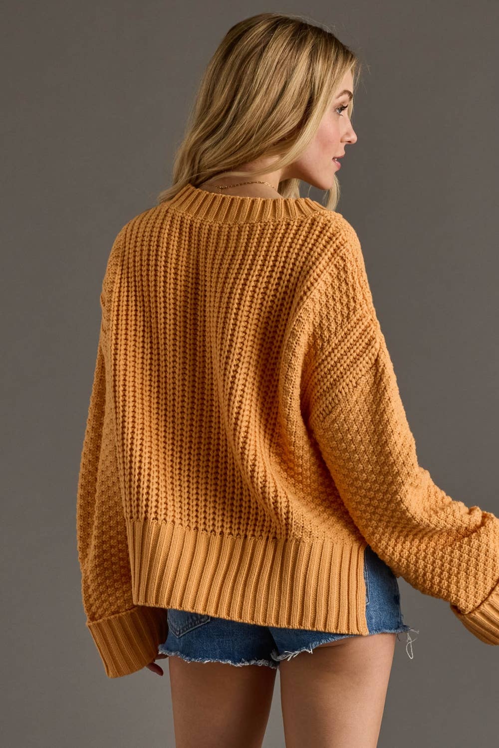 Orange Button Up Cardigan