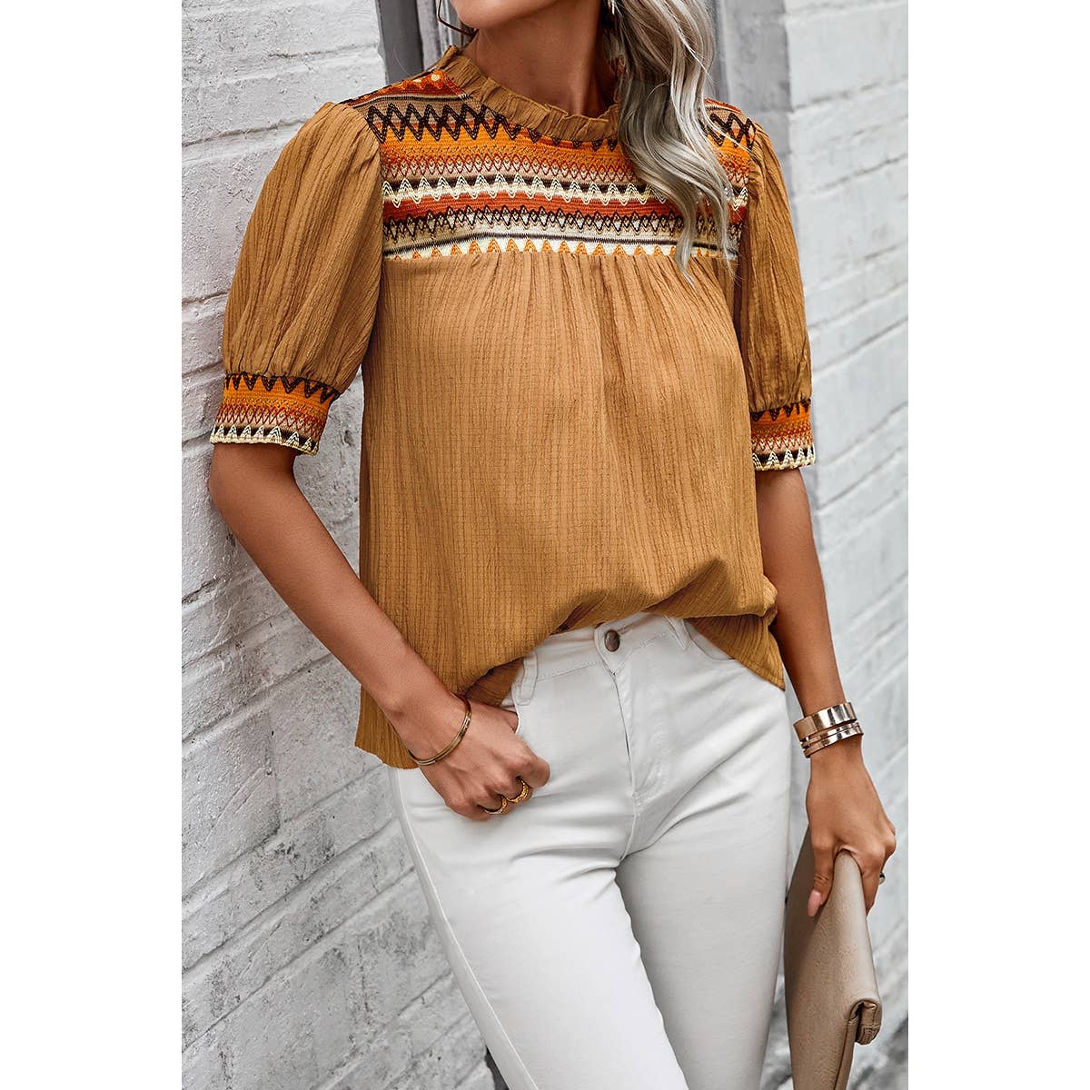 Ruched Puff Sleeve Top