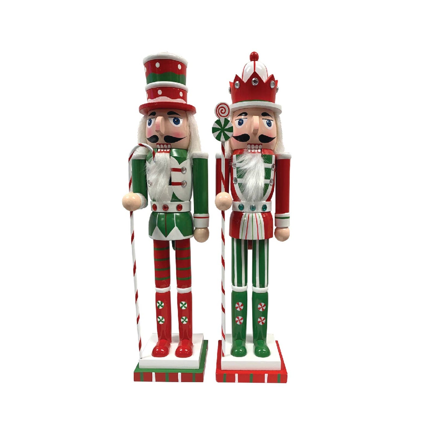 14" Red & Green Peppermint Nutcracker, 2 Assorted
