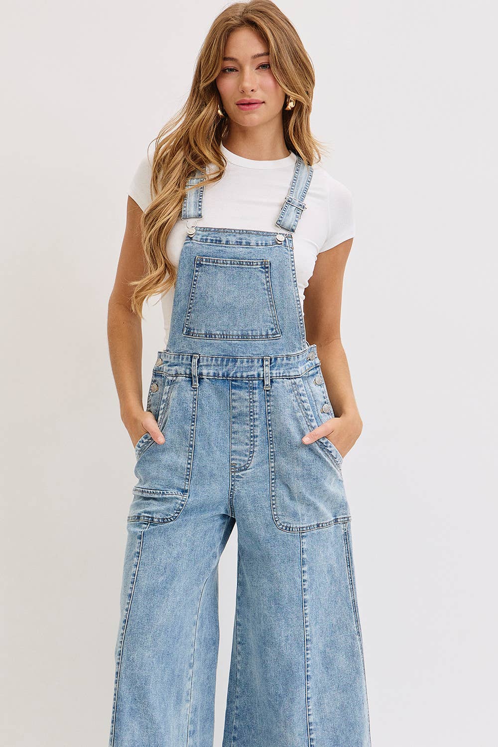 WIDE-LEG DENIM OVERALLS