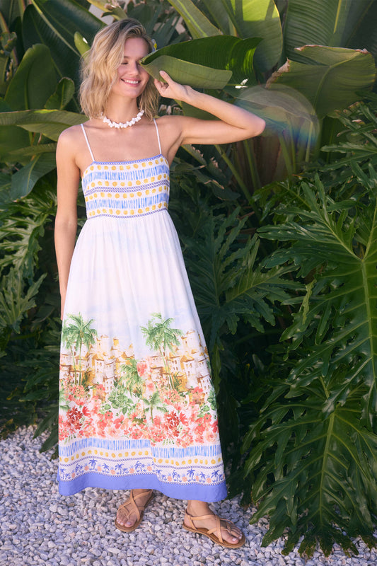 Tropical Print Midi Dress