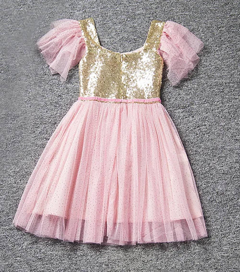 Gold Sequin Pink Dress