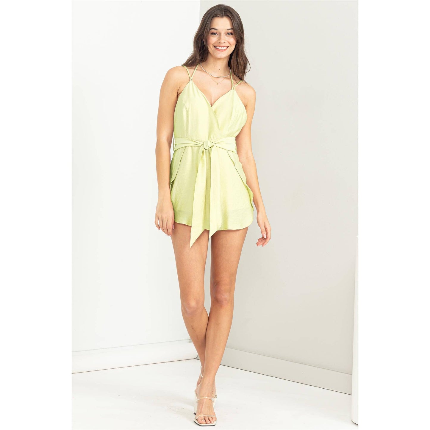 HF23F369-TIE-FRONT HALTER ROMPER