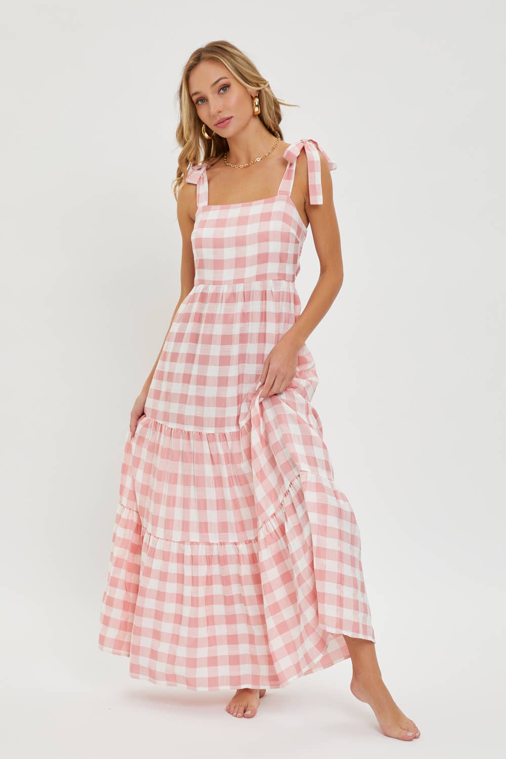 Gingham Tiered Maxi Dress