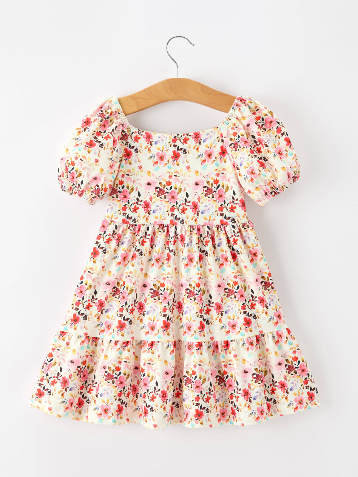 Vintage Floral Puff Sleeve Dress