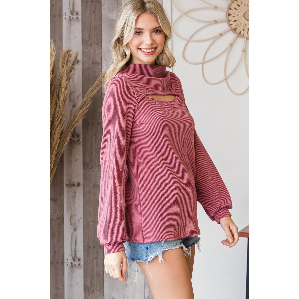 Ribbed Cutout Top