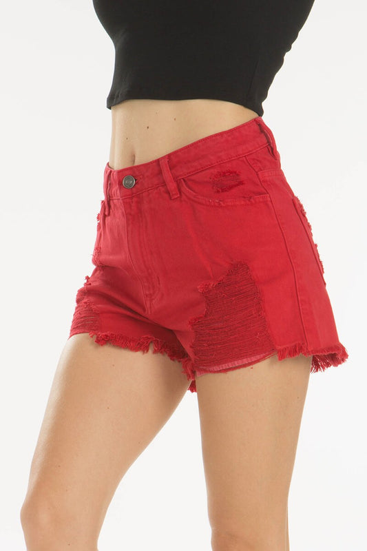 High Rise Red Shorts